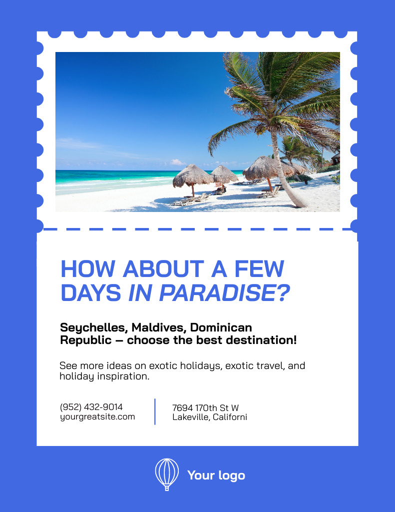 Outstanding Oceanside Destinations And Tours Offer Poster 8.5x11in Design Template