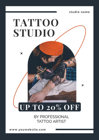 Tattoo Studio Service With Discount Offer By Artist Poster Design Template