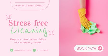 Template di design Cleaning Service Ad with Glove and Rag Facebook AD