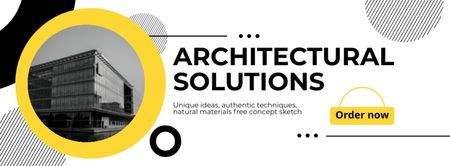 Soluções arquitetônicas para pedidos de edifícios comerciais Facebook cover Modelo de Design