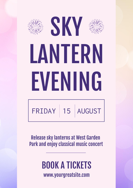 Sky Lantern Evening Announcement Flyer A6 – шаблон для дизайна