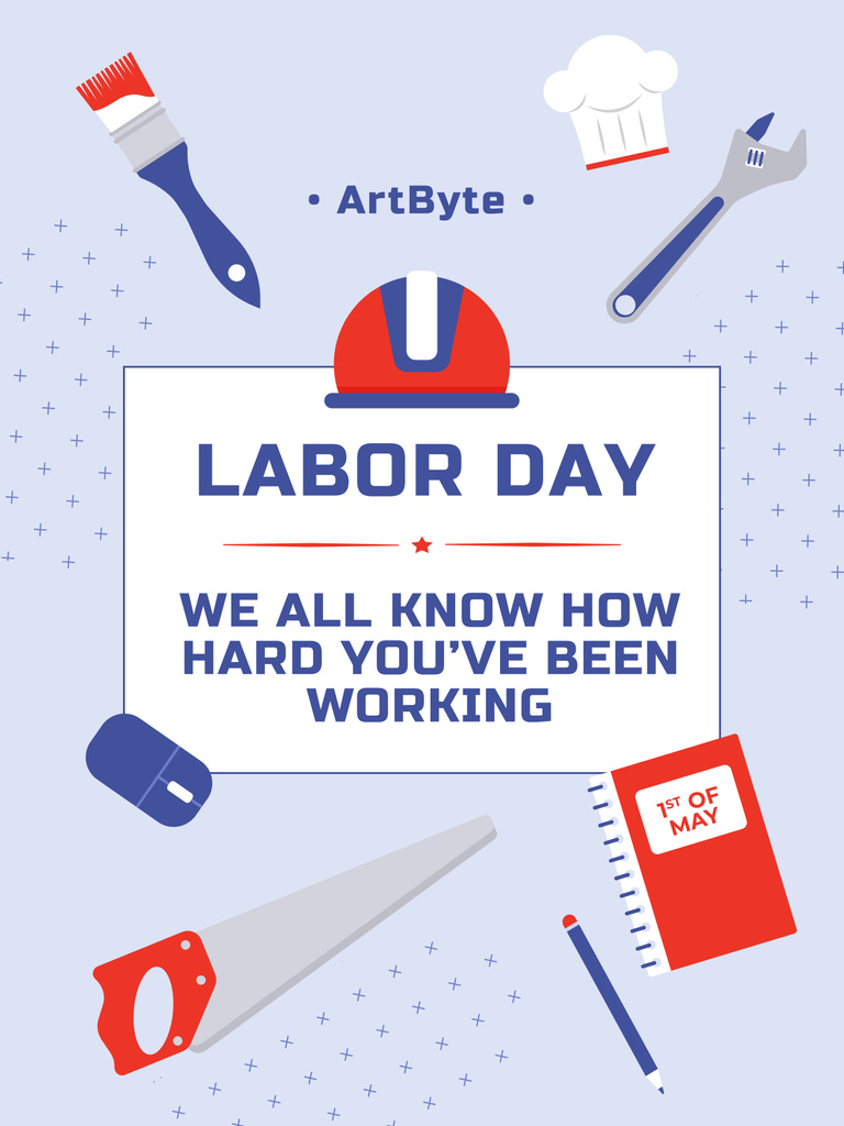 Ontwerpsjabloon van Poster 36x48in van Awesome Labor Day Congrats With Tools