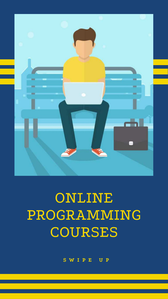Online Programming Courses Ad with Programmer in Park Instagram Story Πρότυπο σχεδίασης