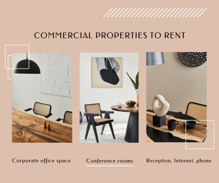 Commercial Property Rent Offer on Beige Facebook Design Template