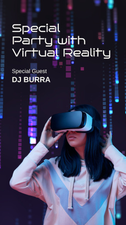 Template di design Annuncio di una festa di realtà virtuale con sfondo luminoso TikTok Video