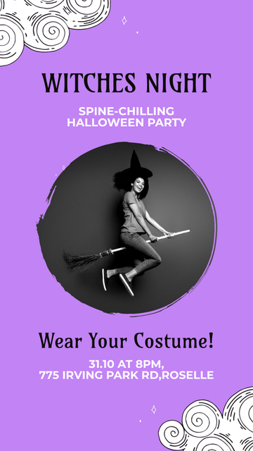 Costume Night Party On Halloween For Witches Instagram Video Story Design Template