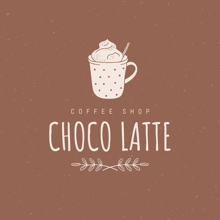 Offer to Drink Choco Latte in Coffee House Logo Design Template