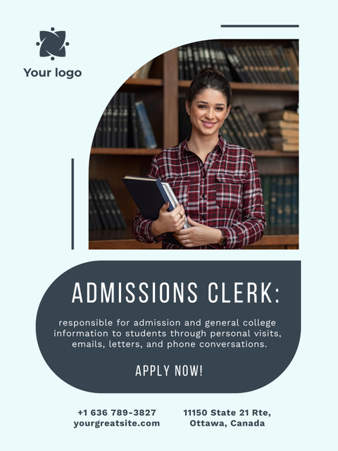 Efficient Admissions Clerk Services Offer Poster 36x48in – шаблон для дизайну