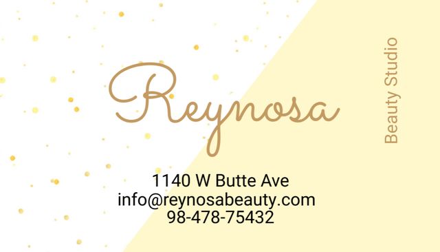 Platilla de diseño Beauty Studio Contacts with Simple Pattern in Pastel Business Card US