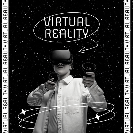 Designvorlage Man in Virtual Reality Glasses für Instagram