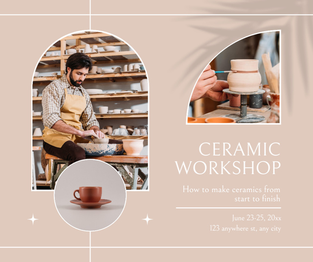 Ontwerpsjabloon van Facebook van Ceramic Making Workshop Service Announcement