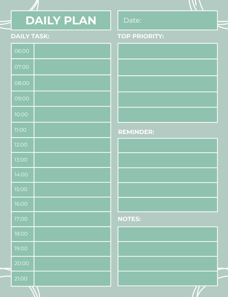 Daily Plan on Green Pattern Notepad 107x139mm – шаблон для дизайна