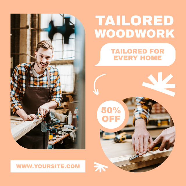 Tailored Woodworking Service At Discounted Rates Offer Instagram AD Modelo de Design