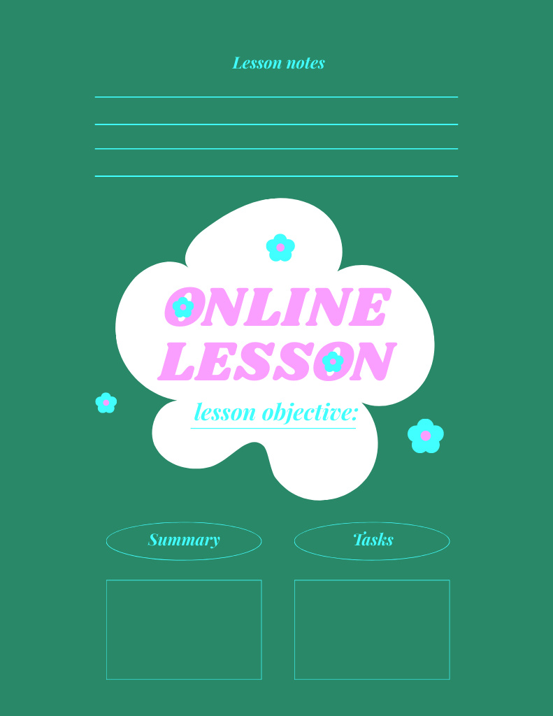 Online Lesson Planning in Green Notepad 8.5x11in Tasarım Şablonu