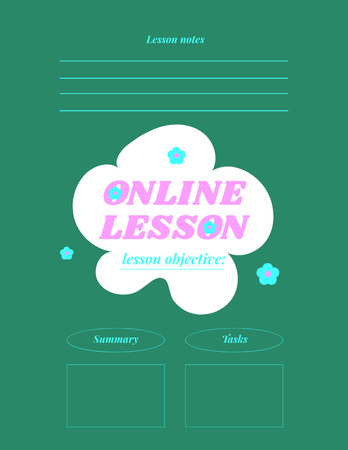 Online Lesson Planning in Green Notepad 8.5x11in Design Template