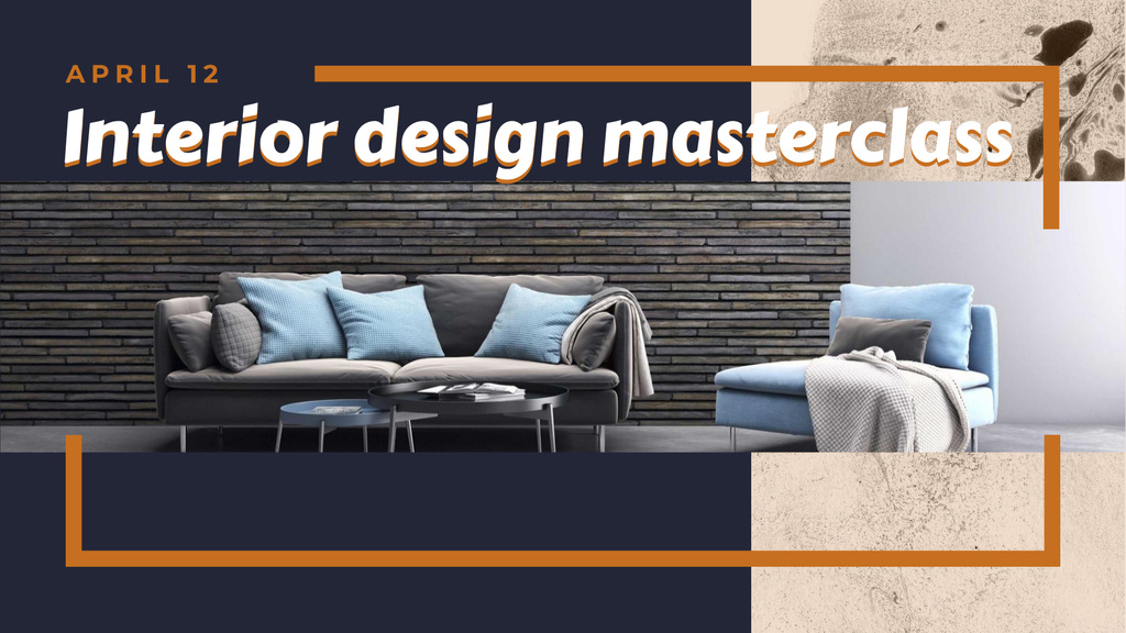 Ontwerpsjabloon van FB event cover van Interior Design Masterclass announcement