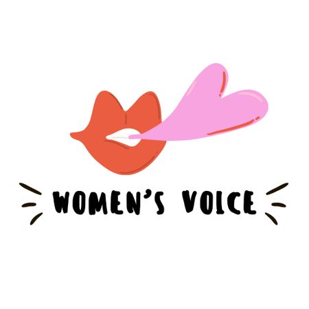 Girl Power Inspiration with Lips Illustration Logo Πρότυπο σχεδίασης