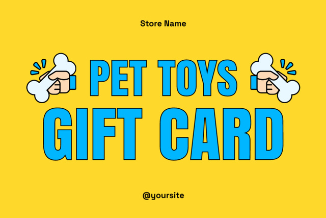 Pet Toys Deal Offer on Yellow Gift Certificate Tasarım Şablonu