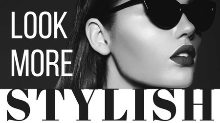 Sunglasses Ad Beautiful Girl in Black and White Youtube Thumbnail Design Template