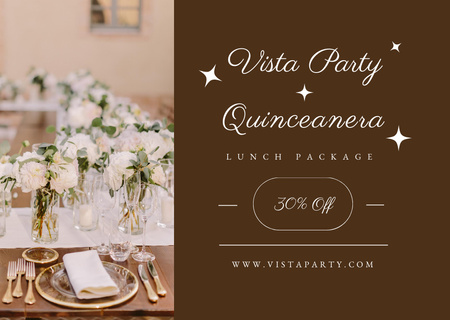 Festive Quinceanera Lunch Package Offer At Reduced Price Flyer A6 Horizontal Design Template