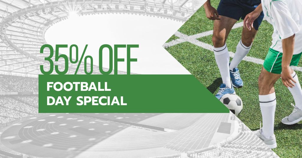 Ontwerpsjabloon van Facebook AD van Football Day Discount Offer with Players