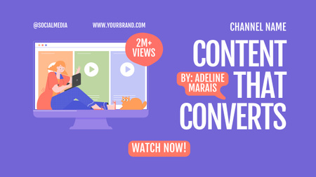 Vlogger Episode About Converted Writing Content Youtube Thumbnail Design Template