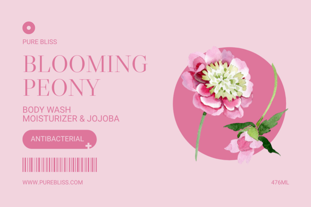 Peony Scented Body Wash Label Design Template