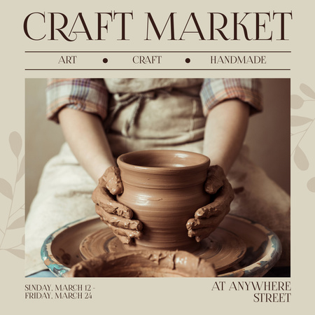 Announcement of Craft Market with Pottery Instagram Design Template
