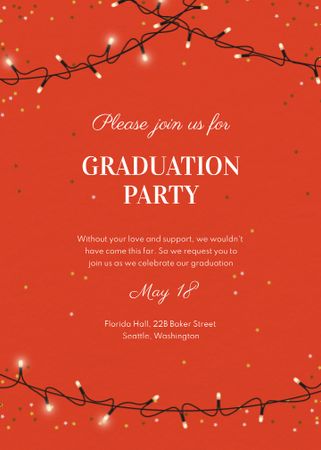 Graduation Party Announcement with Festive Garland Invitationデザインテンプレート