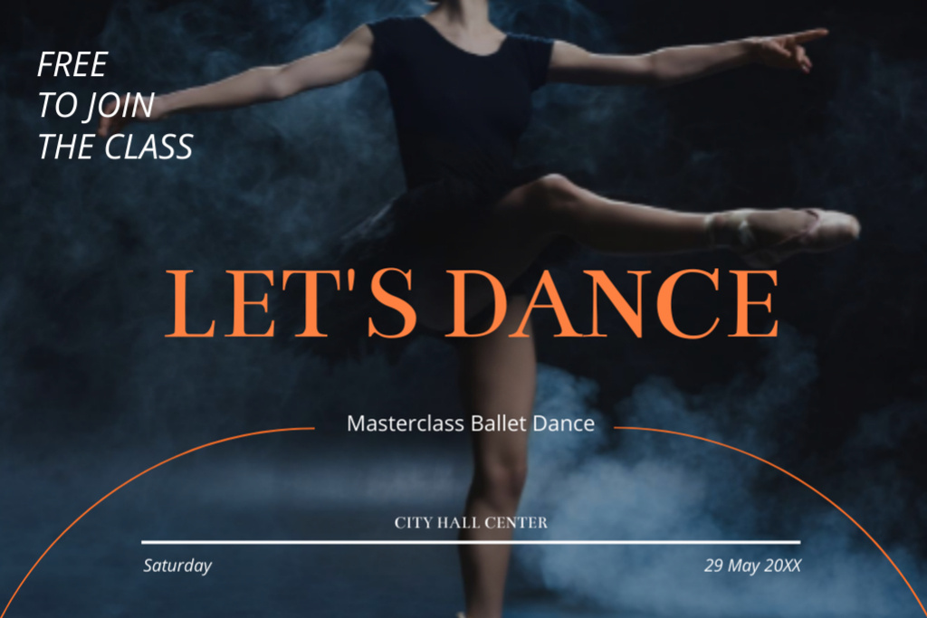 Join Our Ballet Class Flyer 4x6in Horizontal Modelo de Design
