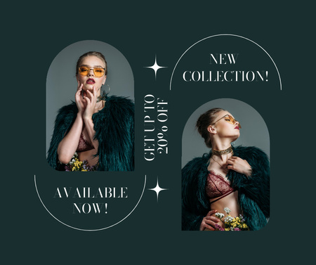 Plantilla de diseño de New Collection Ad with Woman in Bright Outfit Facebook 