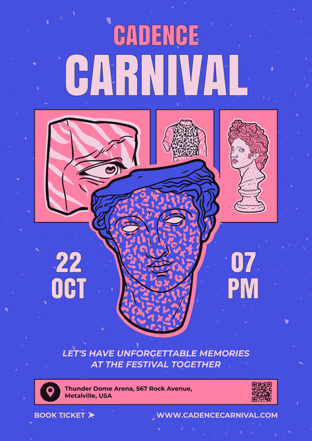 Music Festival Announcement with Carnival Poster Modelo de Design