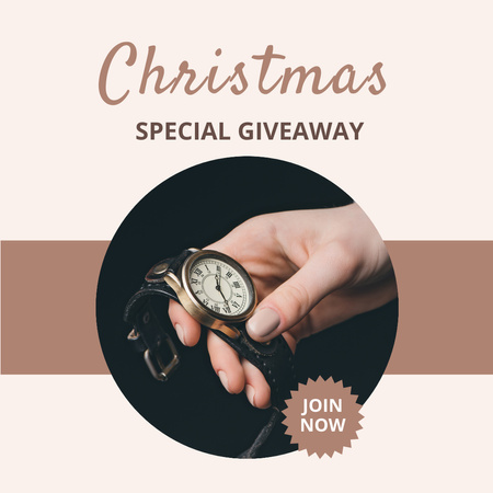 Christmas Sale Announcement with Stylish Watch Instagram Design Template