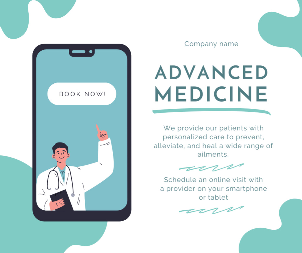 Advanced Healthcare Service Offer With Smartphone Facebook Šablona návrhu
