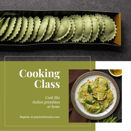 ruoanlaitto luokan mainos maukasta italialaista ruokaa Instagram Design Template