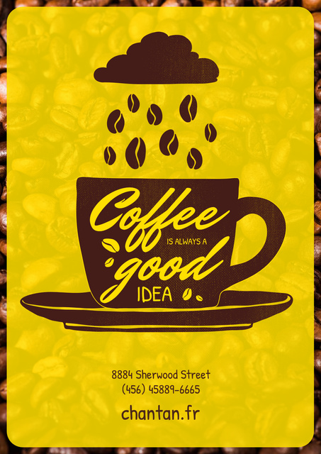 Plantilla de diseño de Cafe Invitation with Coffee Cup with Beans Poster 