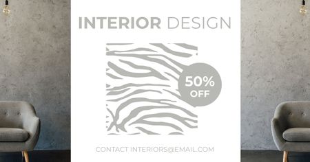 Interior Design Ad with Stylish Grey Armchairs Facebook AD Design Template