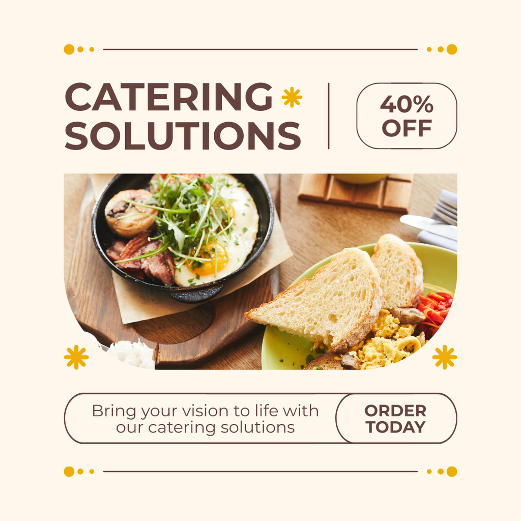 Big Discount Offer on Catering Solutions Instagram AD Design Template