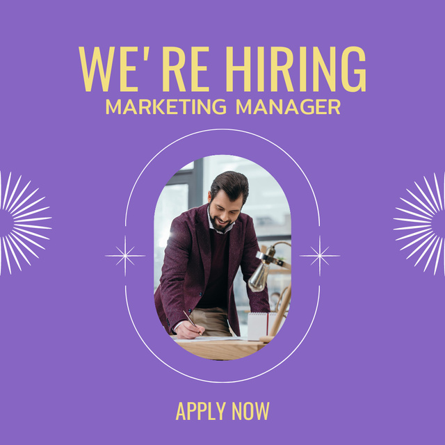 Designvorlage Marketing Manager Job Vacancy für Instagram