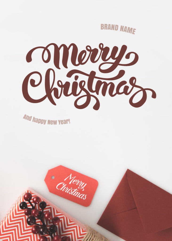 Platilla de diseño Wonderful Christmas and Happy New Year Greeting with Holiday Baubles Postcard 5x7in Vertical