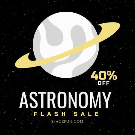 Ontwerpsjabloon van Instagram van Astronomie Entertainment Flash-verkoopaanbieding met planeetillustratie