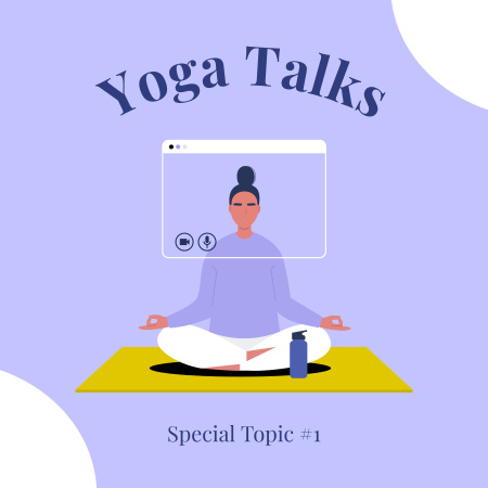 Emocionante programa de rádio com palestras sobre ioga Podcast Cover Modelo de Design