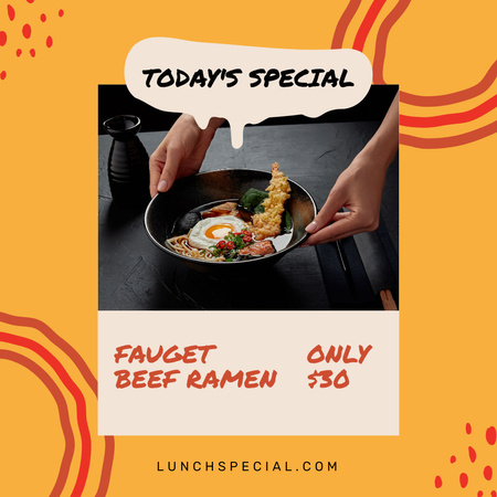 Lunch Special with Ramen on Yellow Instagram Design Template