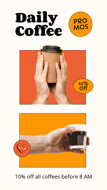 Discounts For Daily Coffee In Happy Hours Instagram Story Design Template