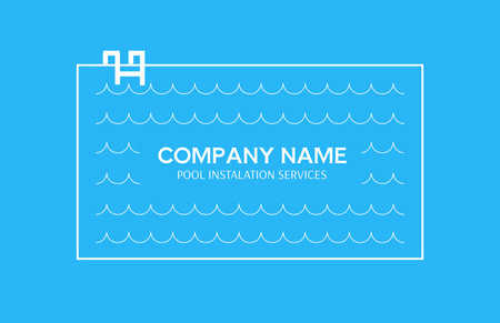 Emblem of Pool Construction Company Business Card 85x55mm Šablona návrhu
