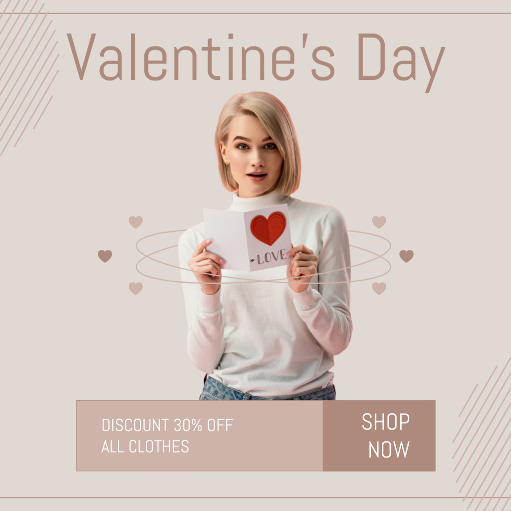 Plantilla de diseño de Valentine's Day Women's Clothing Sale Instagram AD 
