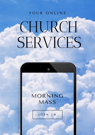 Online Church Services Offer Flyer A5 Design Template