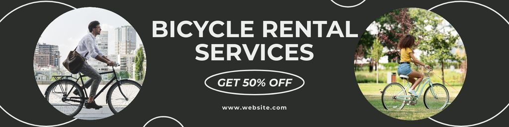 Rental Bicycles for Leisure and Transportation Twitterデザインテンプレート