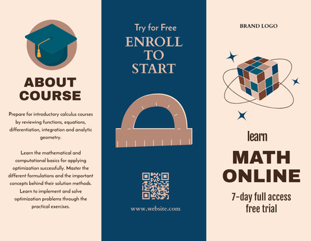 Online Courses in Math with Academic Hat Brochure 8.5x11in Design Template