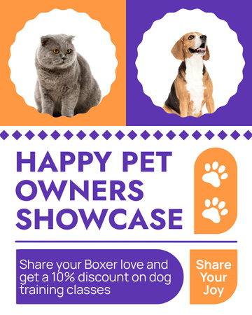 Happy Pet Owners Showcase Instagram Post Vertical Design Template